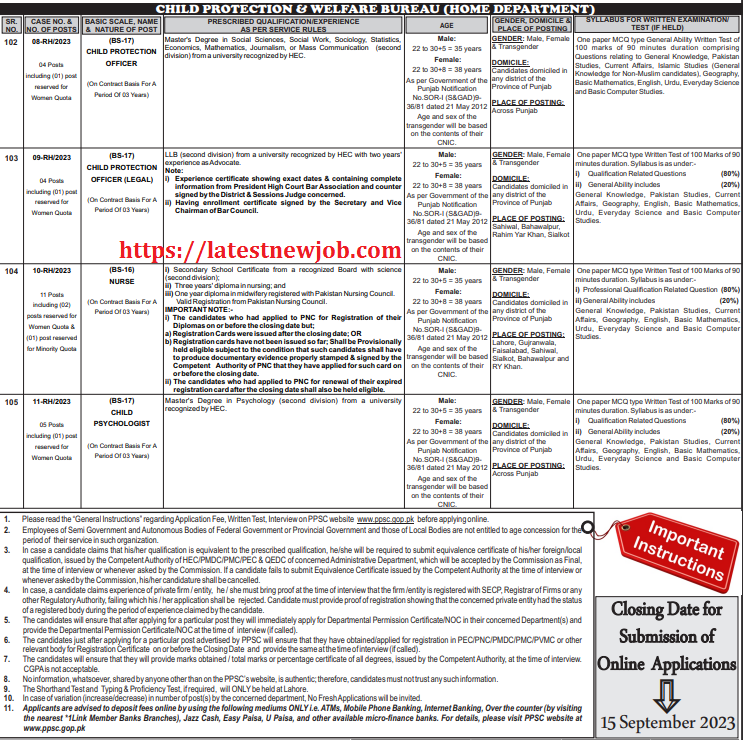 Are you Applying for:Online apply for child protection jobs in pakistan or CHILD PROTECTION & WELFARE BUREAU (HOME DEPARTMENT) job then you can read carefully article.